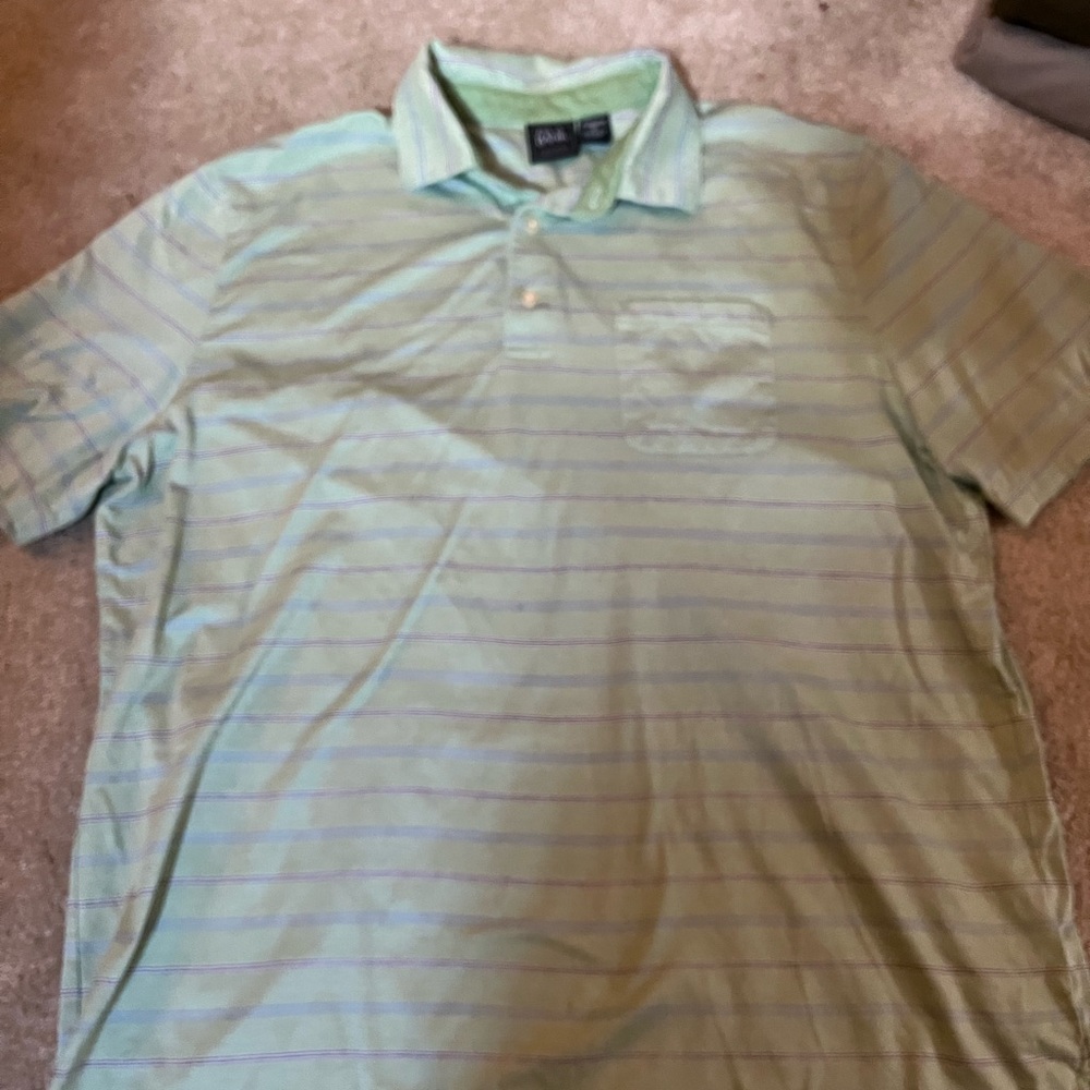 Jos. A. Bank Light Green Polo Shirt with Subtle Stripes